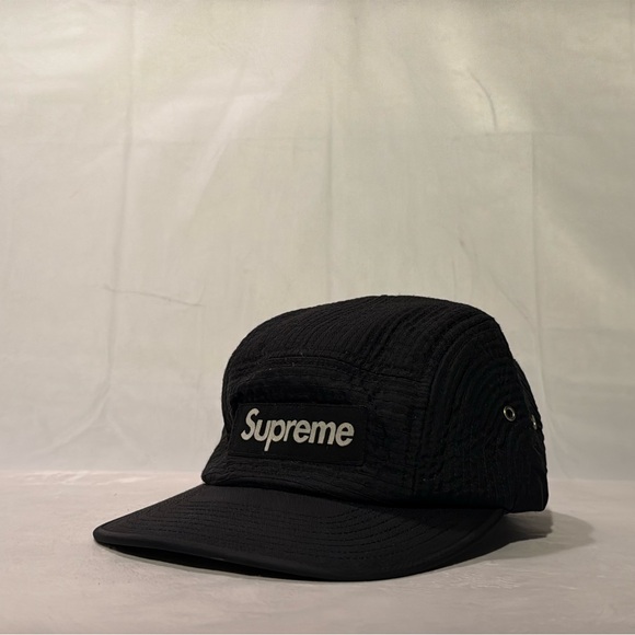 Supreme Black 5 Panel Strapback Cap - Picture 1 of 3